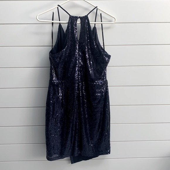 Lulu’s Navy Sequined Cocktail Dress Large Holiday Party New Years Eve - Picture 5 of 7